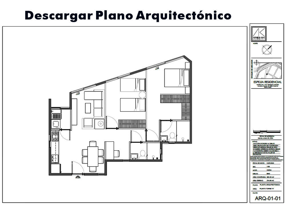 Descargar Plano Arquitectónico Departamento 101