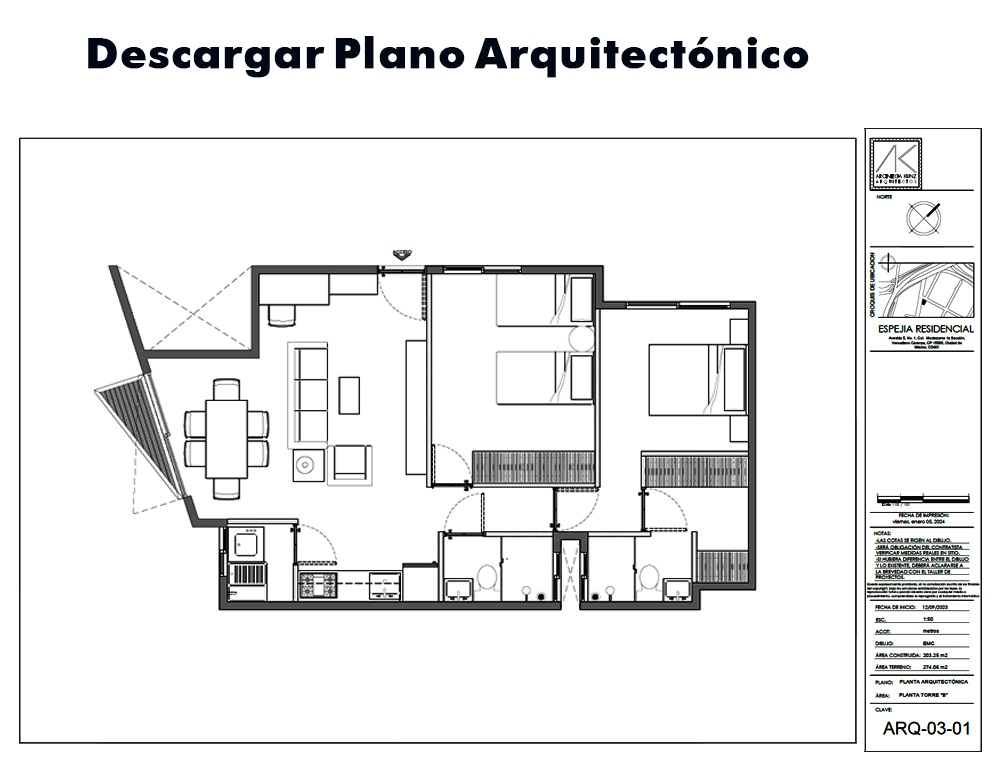 Descargar Plano Arquitectónico Departamento 202