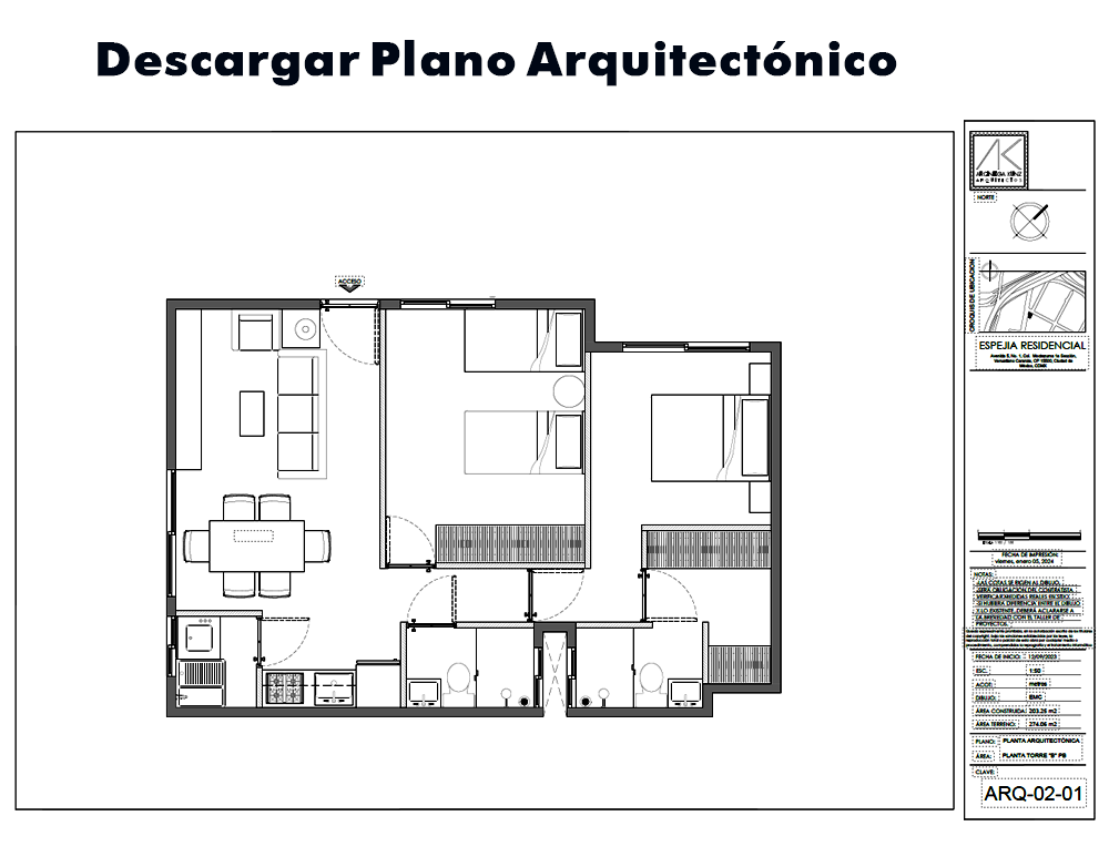 Descargar Plano Arquitectónico Departamento 102