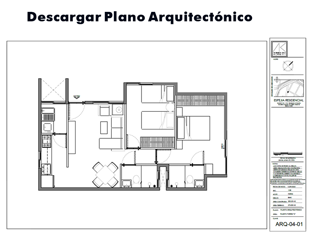 Descargar Plano Arquitectónico Departamento 103