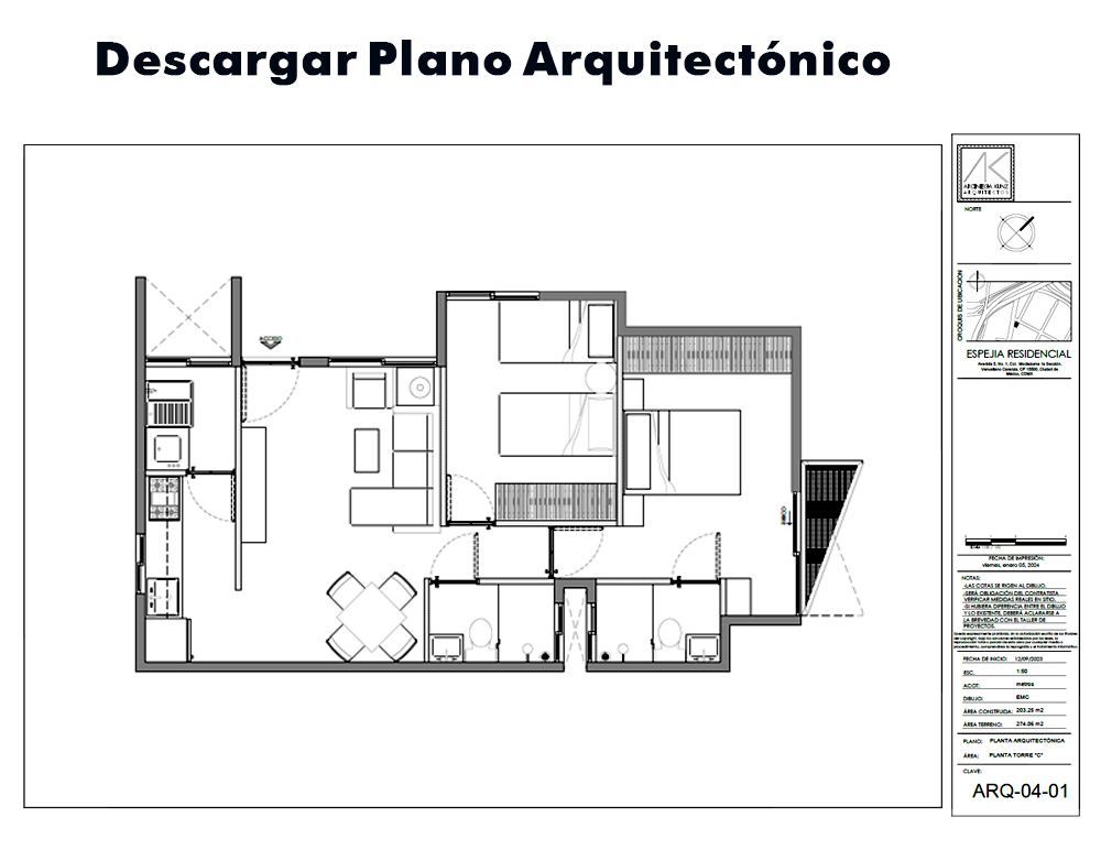 Descargar Plano Arquitectónico Departamento 203